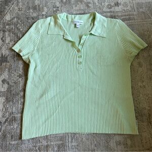 Calvin Klein Green ribbed polo top